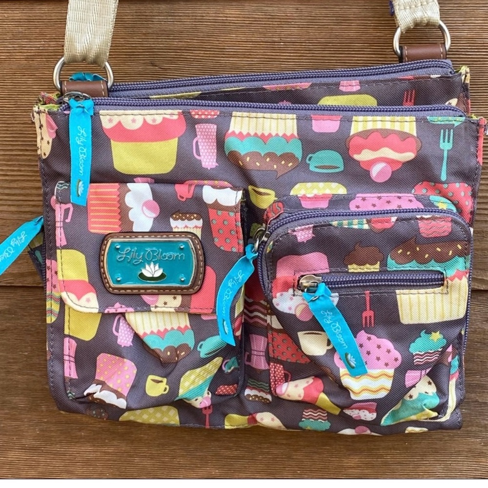 Lily Bloom Cupcakes and Coffee Print Crossbody Bag